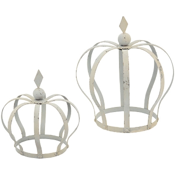 Krone ClairBlanc, creme, Metall, 13x19x21 cm