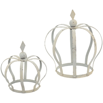 Krone ClairBlanc, creme, Metall, 18x27x30 cm