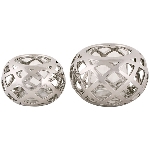 TeeLichtHalter ArgenT, silber, Stoneware/Glas, 14,5x14,5x9,5 cm