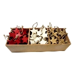 Box mit SternHängern Dost, rot/weiß/natur, Holz, 25x15x15 cm