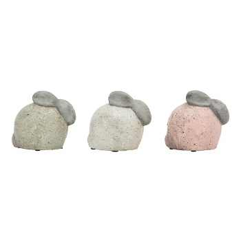 Hase Marta, Keramik, grün/weiß/pink, 12x8x10,5 cm