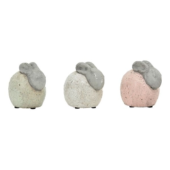 Hase Marta, Keramik, grün/weiß/pink, 16x11x14,5 cm