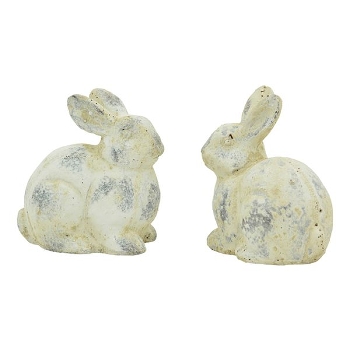Hase Valo, creme/weiß, Zement, 11x8x12 cm