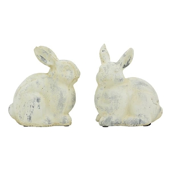 Hase Valo, creme/weiß, Zement, 18x12x20 cm