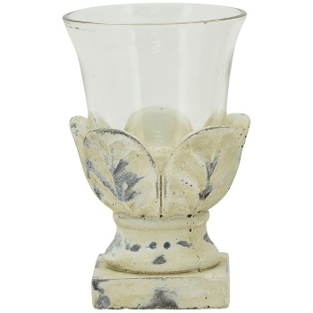 WindLicht Valo, creme, Zement/Glas, 9x9x14,5 cm