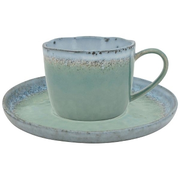 KaffeeTasse mit Teller WAN, blau, Stonware, Inhalt: 0,18 l