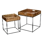TischSet/2 Puri, schwarz/natur, Metall/Holz, 37x37x42 cm, 47x47x50 cm