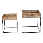 TischSet/2 Puri, schwarz/natur, Metall/Holz, 37x37x42 cm, 47x47x50 cm
