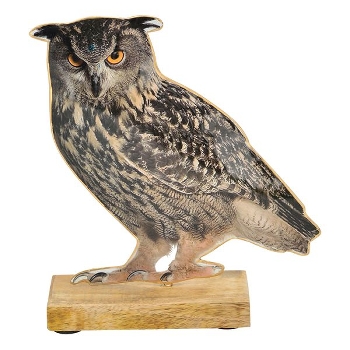 Eule LesFleurs, Metall/Holz, 18x6x20 cm