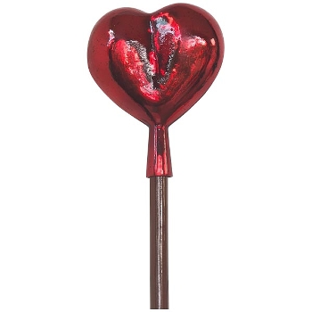 Herz mit Stab Vitreous, rot, Glas/Holz, 20x6,5x159 cm