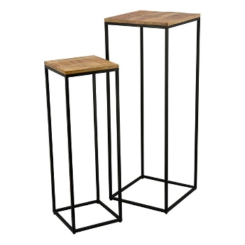 TischSet/2 Puri, schwarz/natur, Metall/Holz, 30x30x90 cm, 40x40x110 cm