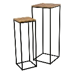 TischSet/2 Puri, schwarz/natur, Metall/Holz, 30x30x90 cm, 40x40x110 cm