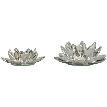 BlumenWindLicht SILEX, silber, Kristall, 14,5x14,5x5 cm