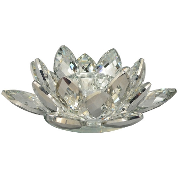 BlumenWindLicht SILEX, silber, Kristall, 14,5x14,5x5 cm