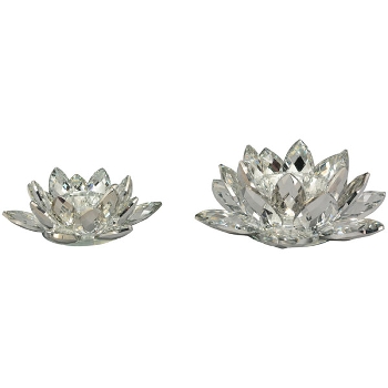 BlumenWindLicht SILEX, silber, Kristall, 21x21x7,5 cm