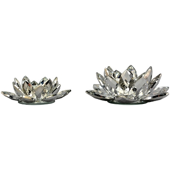 BlumenWindLicht SILEX, silber, Kristall, 21x21x7,5 cm
