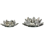 BlumenWindLicht SILEX, silber, Kristall, 21x21x7,5 cm