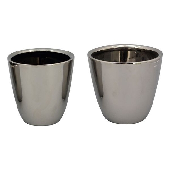 TopfSet/2 ArgenT, silber, Keramik, 10,5x10,5x11,5 cm