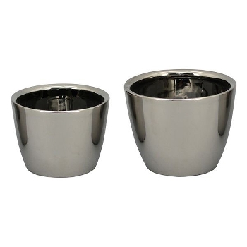 TopfSet/2 ArgenT, silber, Keramik, 12,5x12,5x9,5 cm