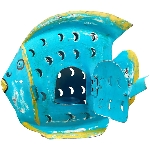 Fisch Kanu, blau, Metall, 21x6,5x18 cm