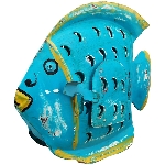 Fisch Kanu, blau, Metall, 21x6,5x18 cm