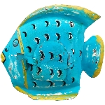 Fisch Kanu, Metall, blau,  21x6,5x18 cm