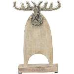 Rentier Dost, silber, Metall/Holz, 35x22x6 cm