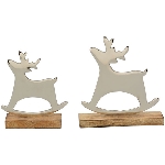 Rentier Puri, Holz/Aluminium, 17x5x19 cm