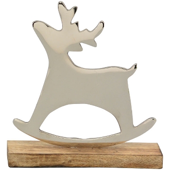 Rentier Puri, Holz/Aluminium, 17x5x19 cm