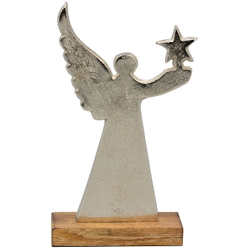 Engel Puri, Aluminium/Holz, 11x5x22 cm