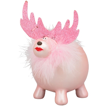 Rentier Lilian, pink, Polyresin, 13x13x18,5 cm