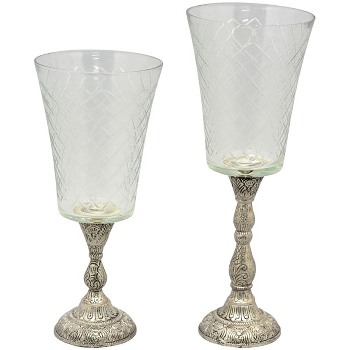 Pokal Iride, klar/silber, Glas/Metall, 13x13x34 cm