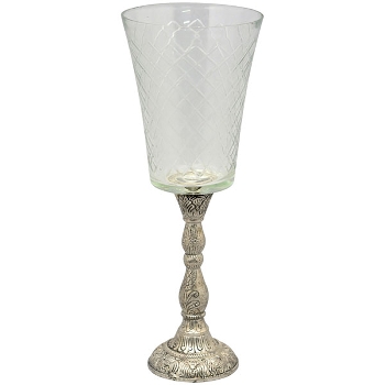Pokal Iride, klar/silber, Glas/Metall, 13x13x34 cm
