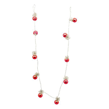 Kugelkette Iride, rot, Glas/Metall, 110 cm
