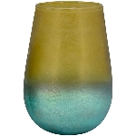 WindLicht TURQOISE, gold/blau, Glas, 15x15x21 cm