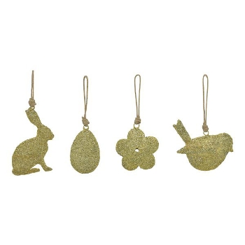 Hase/Ei/Blume/Vogel Hänger GlisseR, gelb, Metall,