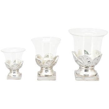 WindLicht ArgenT, silber, Zement/Glas, 18,5x18,5x23,5 cm