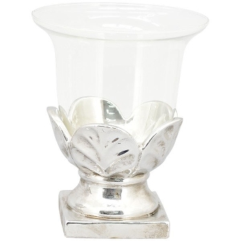 WindLicht ArgenT, silber, Zement/Glas, 24,5x24,5x29,5 cm