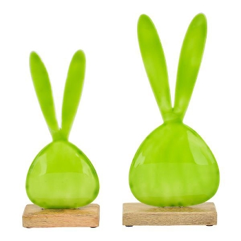 Hase EnameL, grün, Metall/Holz, 10x5x24 cm
