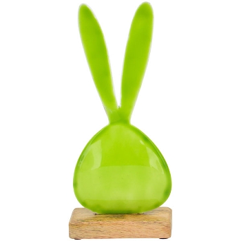 Hase EnameL, grün, Metall/Holz, 10x5x24 cm