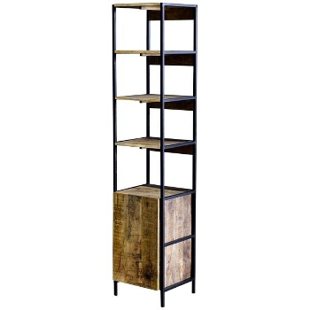 Regal Puri, schwarz/natur, Metall/Holz, 45x45x215 cm