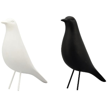 Vogel XOXO, Polyresin, weiß/Schwarz, 13x6x21 cm