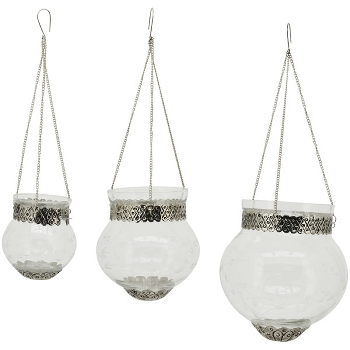 WindLichtHänger Iride, Glas/Metall, 17x17x16 cm