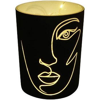 WindLicht Vitreous, schwarz, Glas, 10x10x12,5 cm