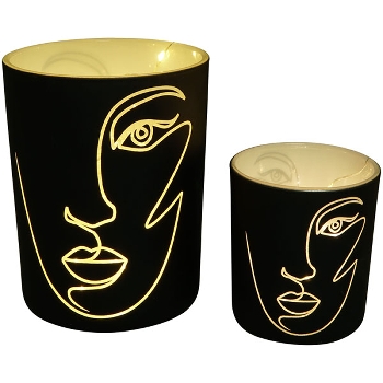 WindLicht Vitreous, schwarz, Glas, 10x10x12,5 cm