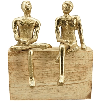 MännerSkulptur Artisanal, gold, Holz/Alu, 16x9x18 cm