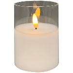 LED Kerze im Glas, Lumière, weiß, 7,5x7,5x10 cm