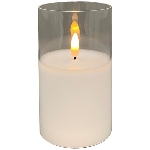 LED Kerze im Glas, Lumière, weiß, 7,5x7,5x12 cm