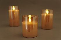 LED Kerze im Glas, Lumière, gold, 7,5x7,5x10 cm