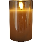 LED Kerze im Glas, Lumière, gold, 7,5x7,5x12 cm